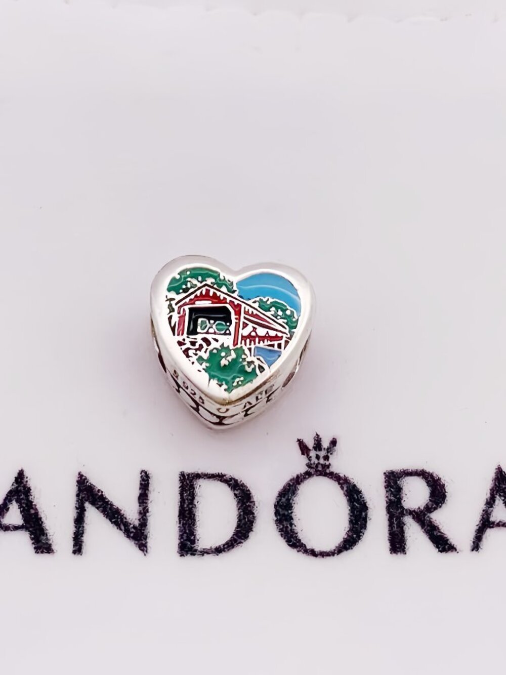 Pandora Ohio Bridge Charm Heart Bead Travel Vacation S925 Silver